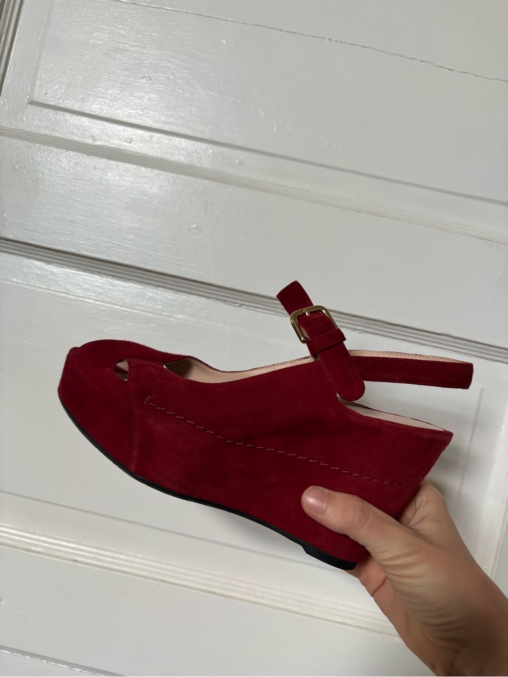 Suede Platform Wedge Heels - Picture 6 of 12